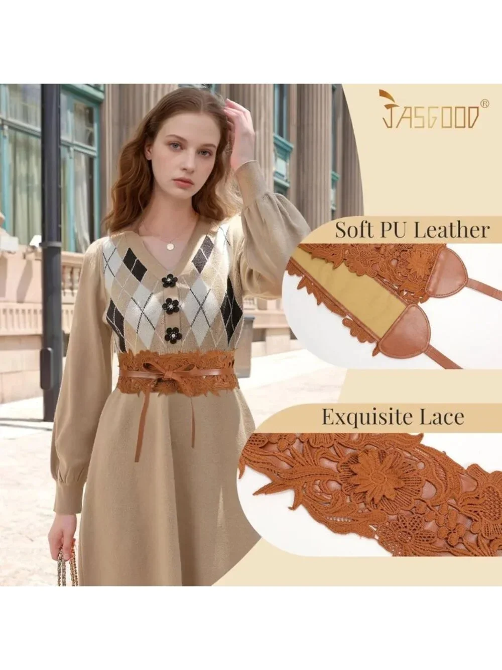 Lace Waist Belt for Women - Corset Cinch Wide Obi Belt with Bowknot, Boho Style